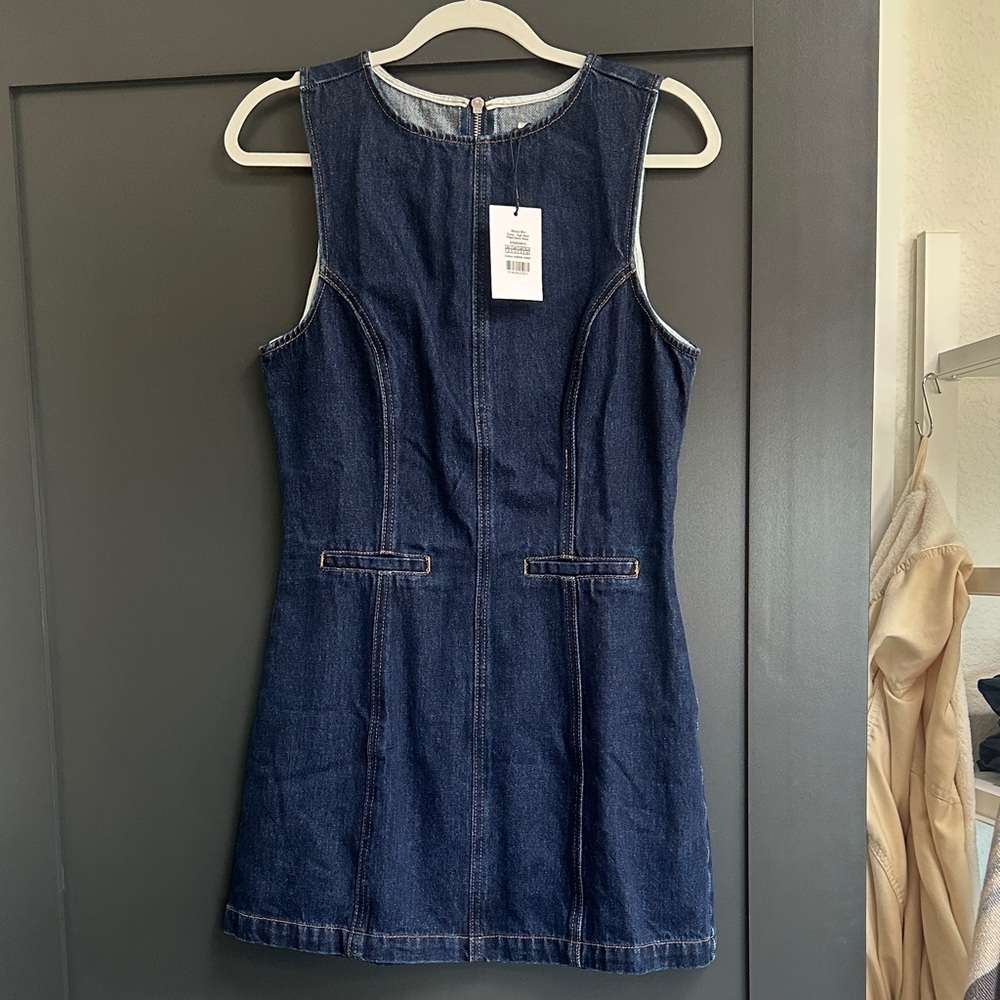 Showpo Navy Denim Sleeveless Mini Dress